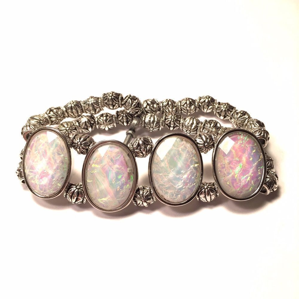 Silver & Opal Druzy Bracelet